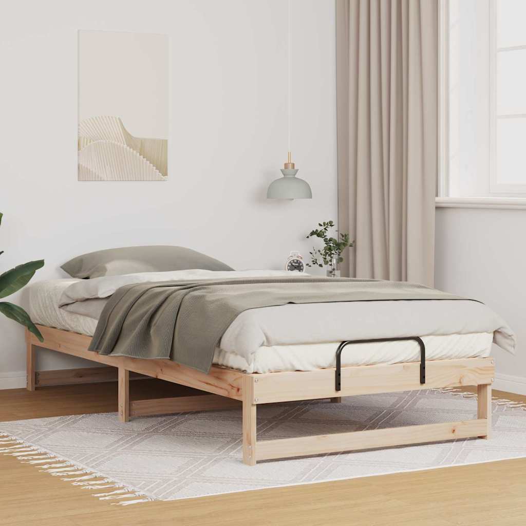 vidaXL Struttura Letto con Manici Marrone Legno di pino massello