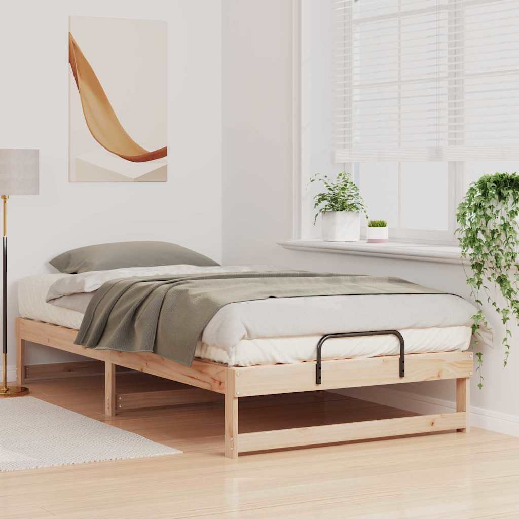 vidaXL Struttura Letto con Manici Marrone Legno di pino massello