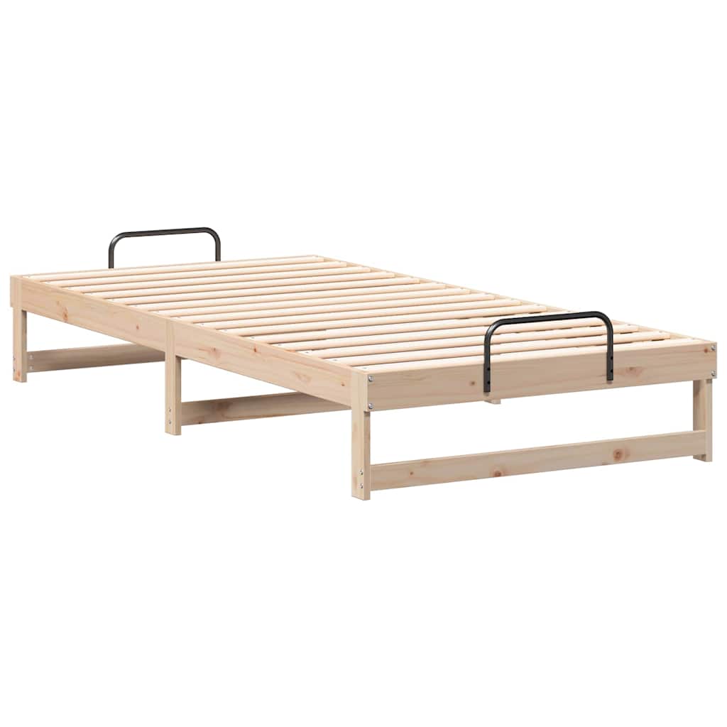 vidaXL Struttura Letto con Manici Marrone Legno di pino massello
