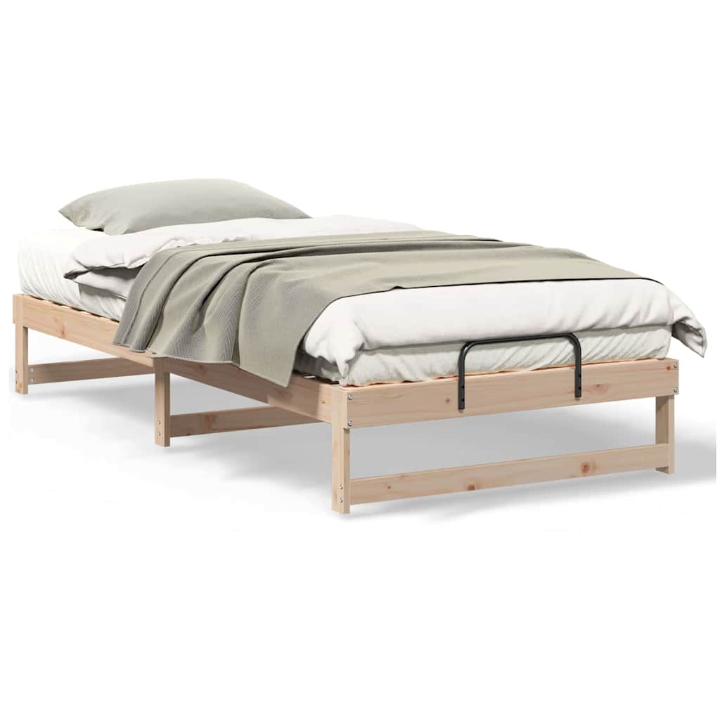 vidaXL Struttura Letto con Manici Marrone Legno di pino massello