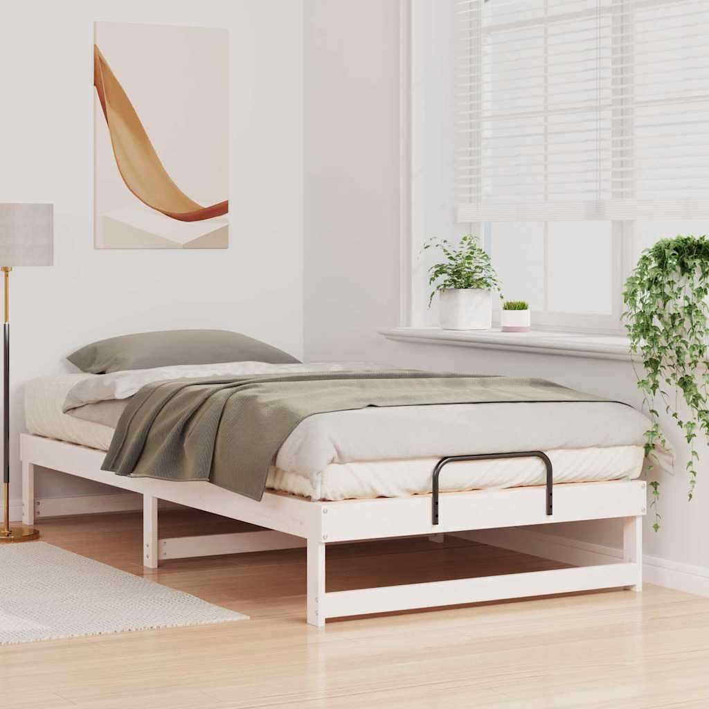 vidaXL Struttura Letto con Manici Bianco Legno di pino massello