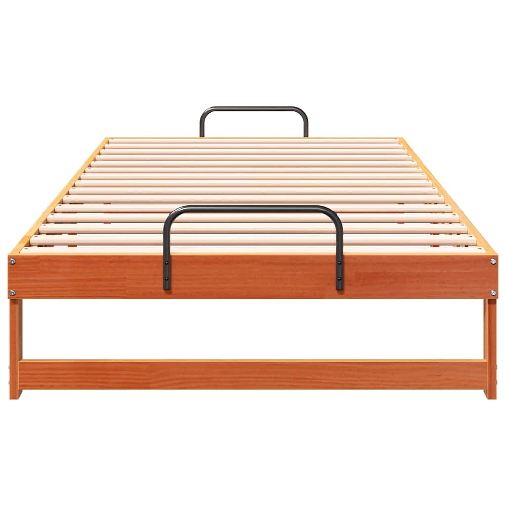 vidaXL Struttura Letto con Manici Marrone Legno di pino massello