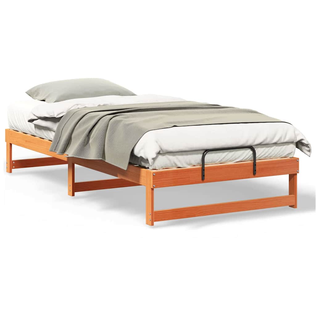 vidaXL Struttura Letto con Manici Marrone Legno di pino massello