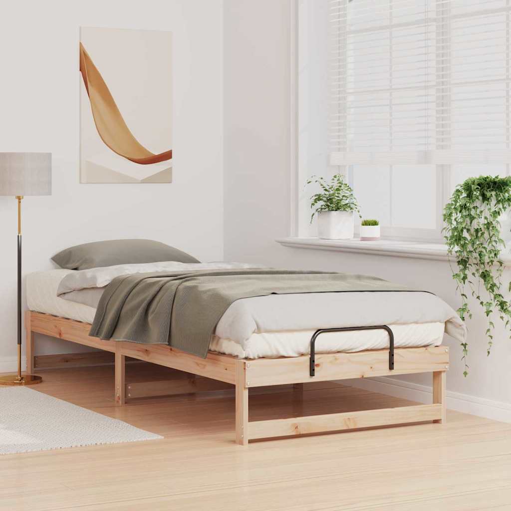 vidaXL Struttura Letto con Manici Marrone Legno di pino massello