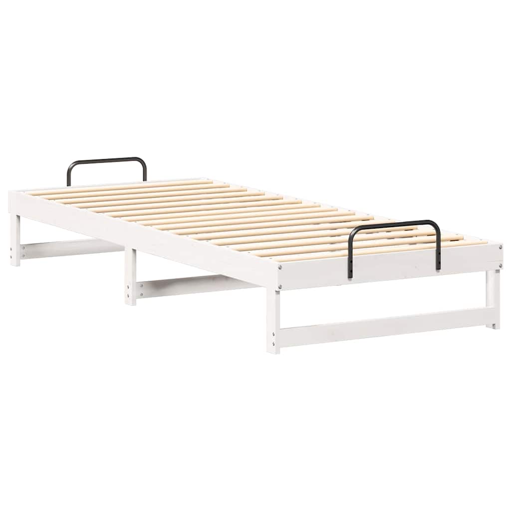 vidaXL Struttura Letto con Manici Bianco Legno di pino massello