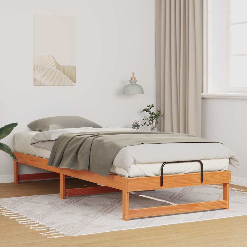 vidaXL Struttura Letto con Manici Marrone Legno di pino massello
