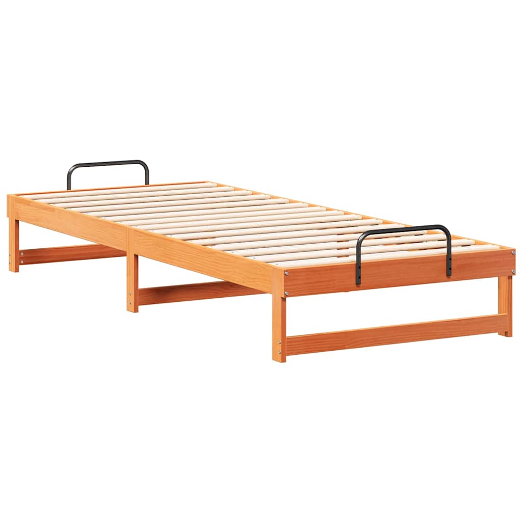 vidaXL Struttura Letto con Manici Marrone Legno di pino massello