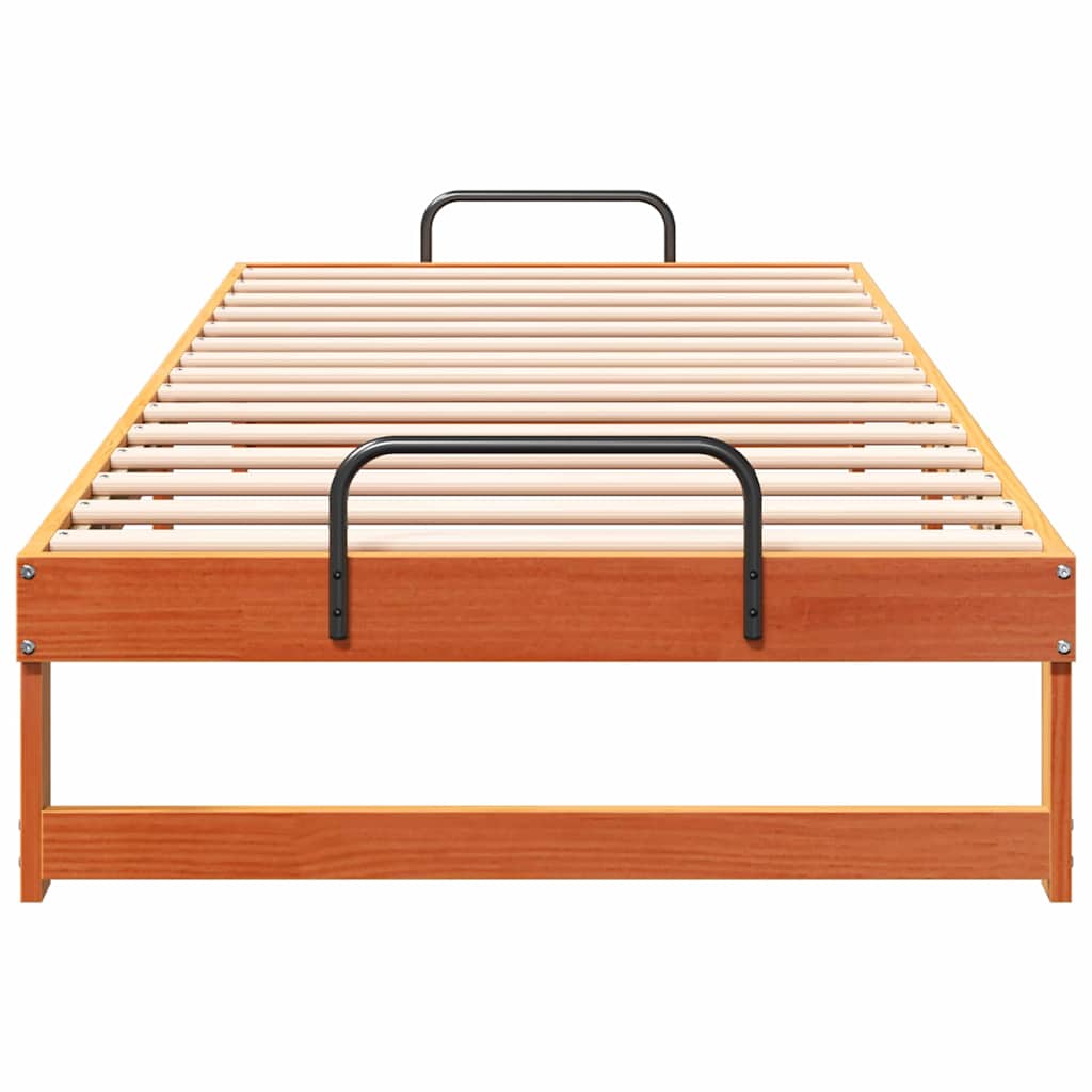 vidaXL Struttura Letto con Manici Marrone Legno di pino massello