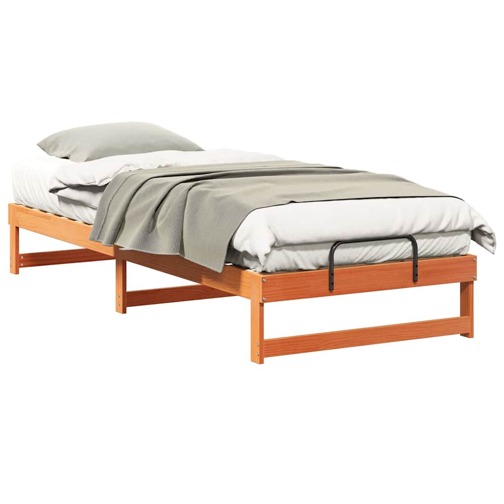 vidaXL Struttura Letto con Manici Marrone Legno di pino massello