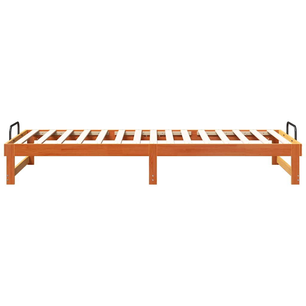 vidaXL Struttura Letto con Manici Marrone Legno di pino massello