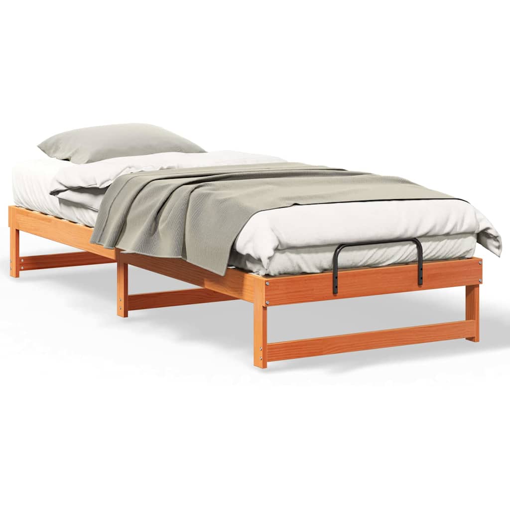 vidaXL Struttura Letto con Manici Marrone Legno di pino massello