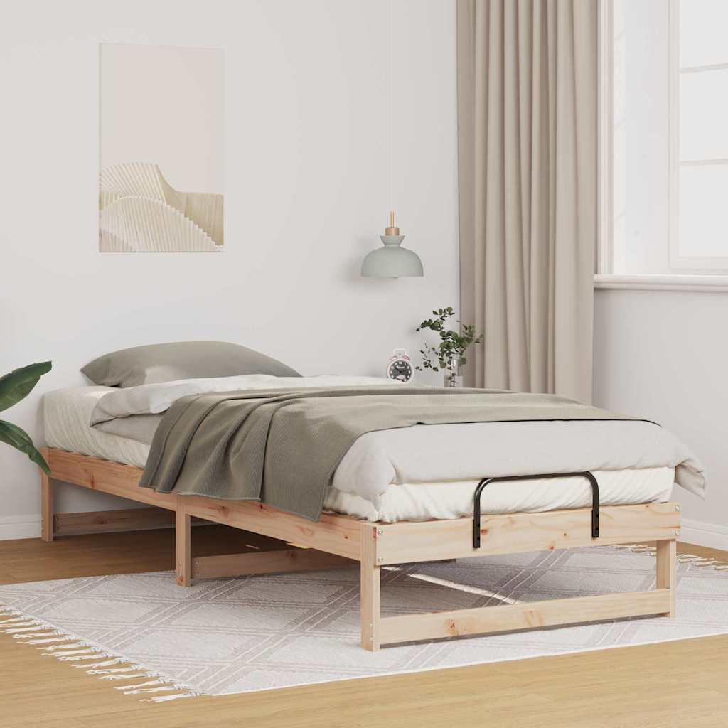 vidaXL Struttura Letto con Manici Marrone Legno di pino massello