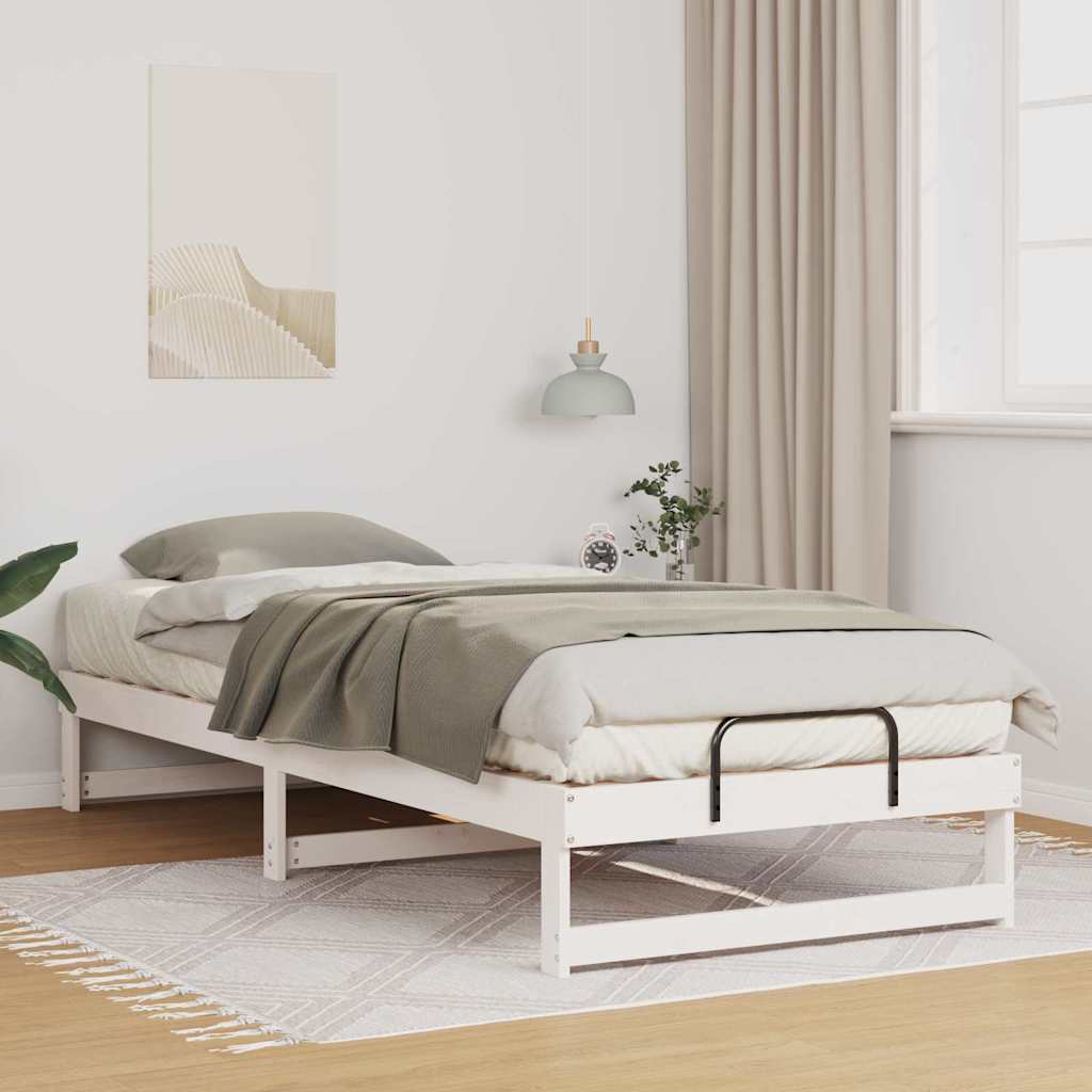 vidaXL Struttura Letto con Manici Bianco Legno di pino massello