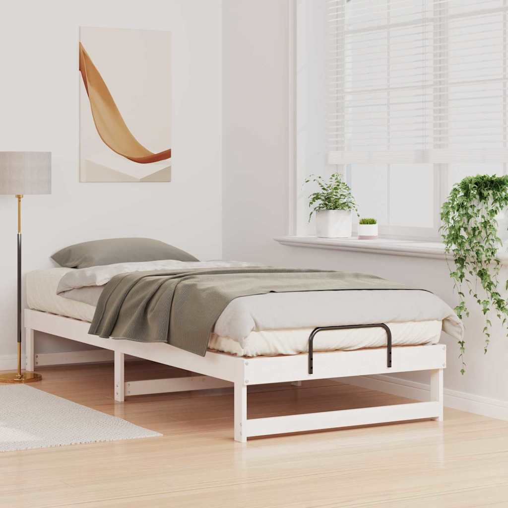 vidaXL Struttura Letto con Manici Bianco Legno di pino massello