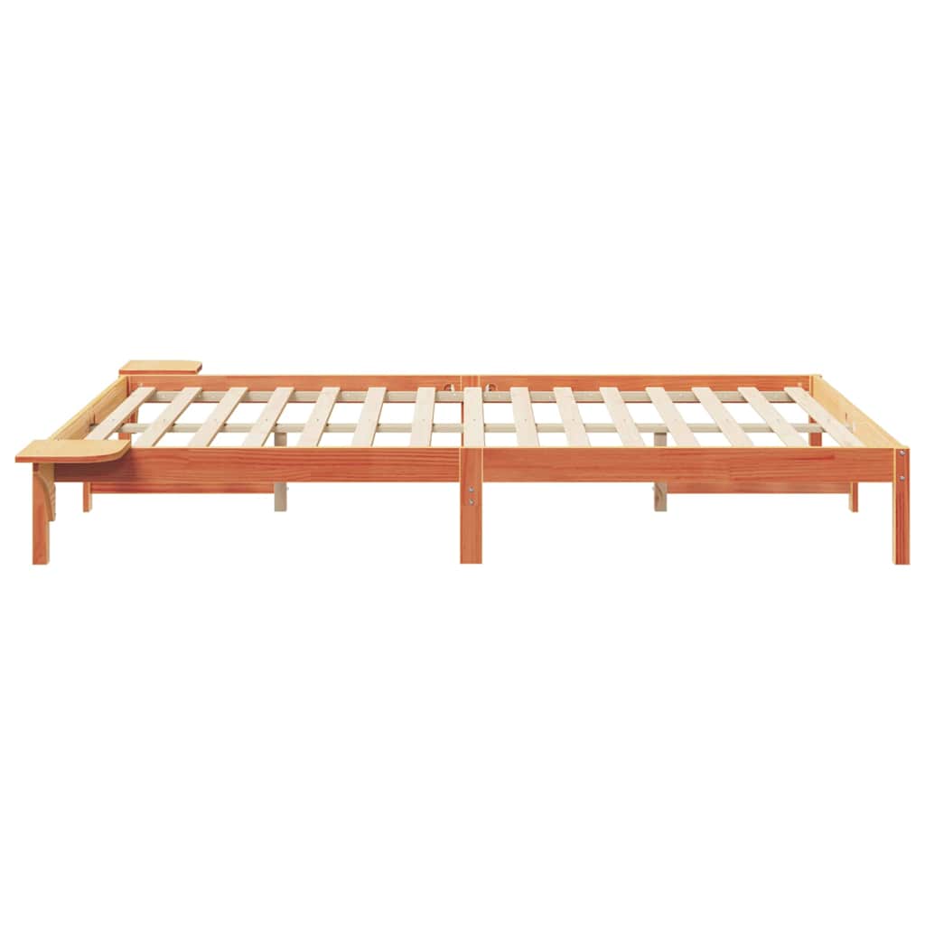 Letto con Tavolini Laterali Marrone cerato 140 x 210 cm 873228