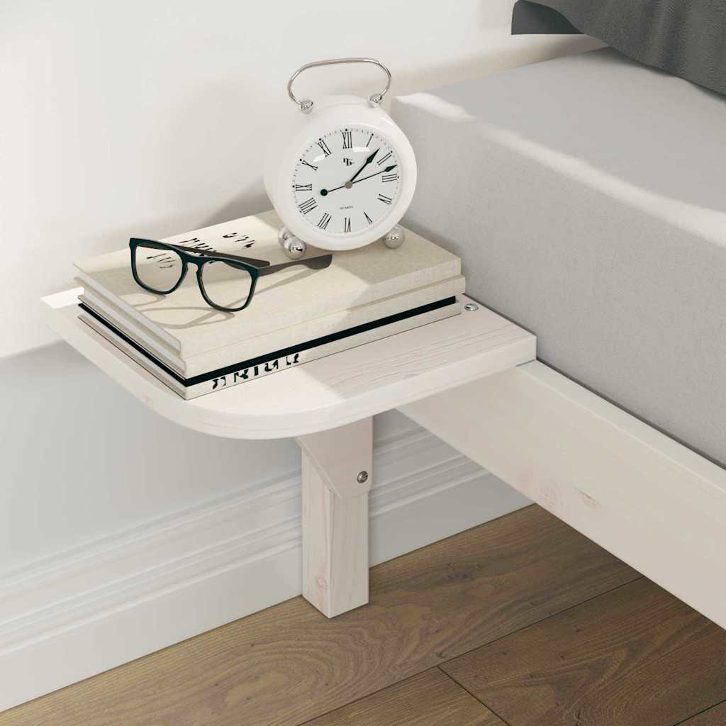 Letto con Tavolini Laterali Bianco 160 x 210 cm Pino massello 873230