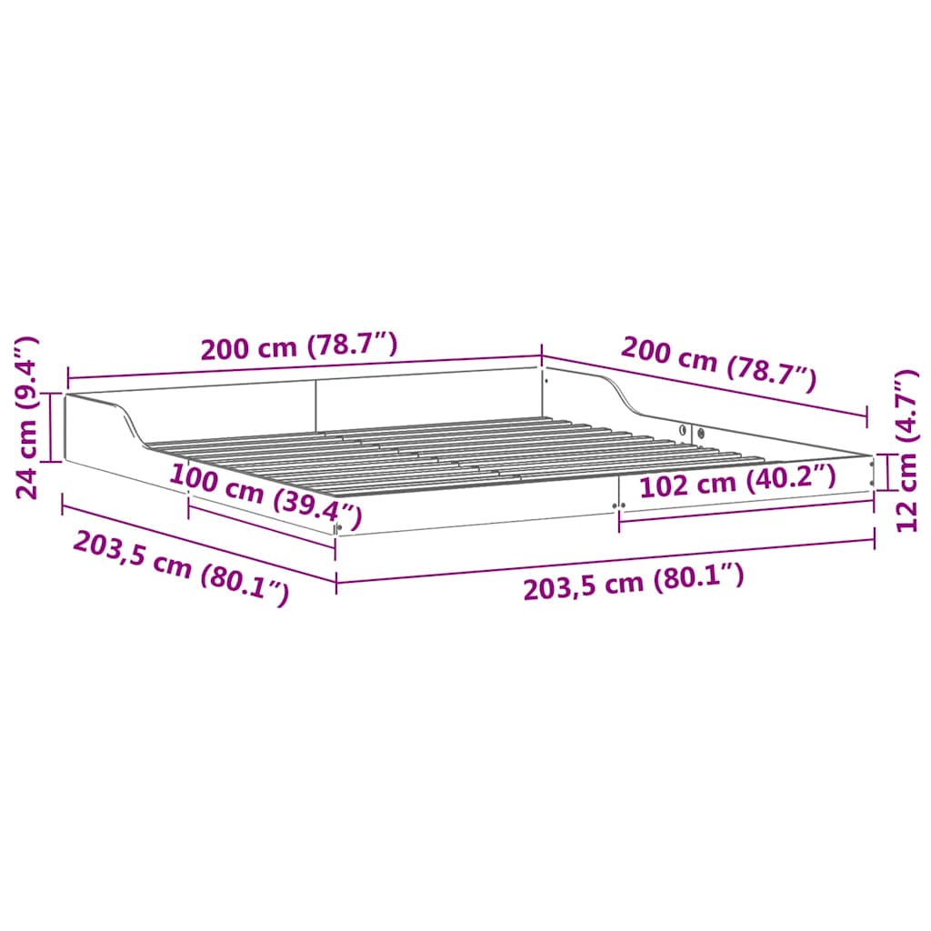 vidaXL Struttura del letto Cera marrone 200 x 200 cm