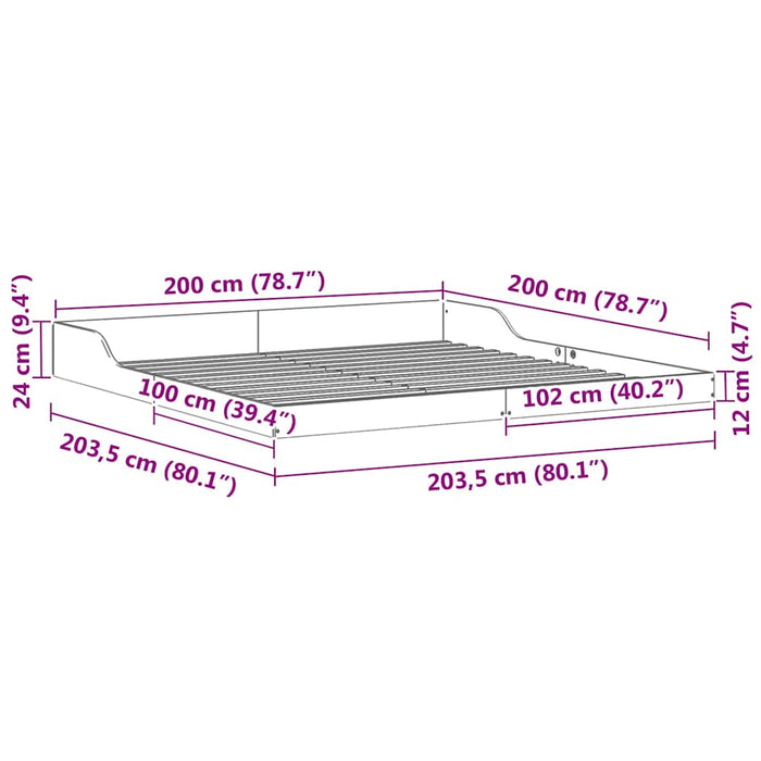 vidaXL Struttura del letto Cera marrone 200 x 200 cm