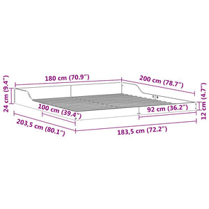 vidaXL Struttura del letto Cera marrone 180 x 200 cm