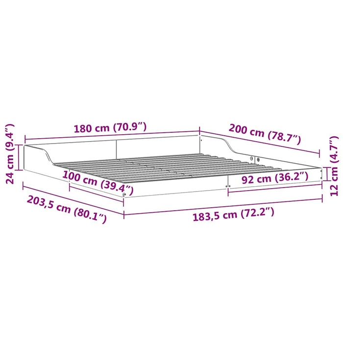 vidaXL Struttura del letto Cera marrone 180 x 200 cm