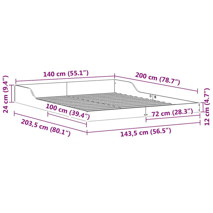 vidaXL Struttura del letto Cera marrone 140 x 200 cm