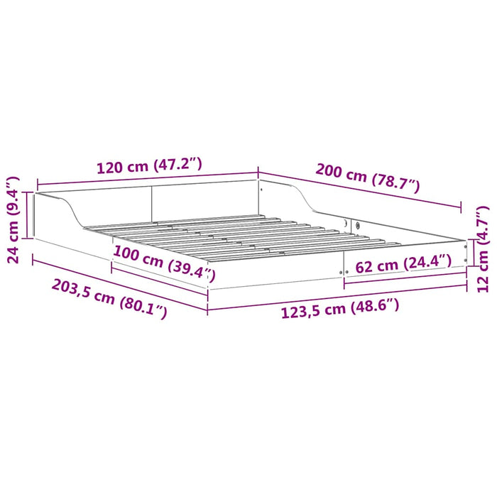 vidaXL Struttura del letto Cera marrone 120 x 200 cm