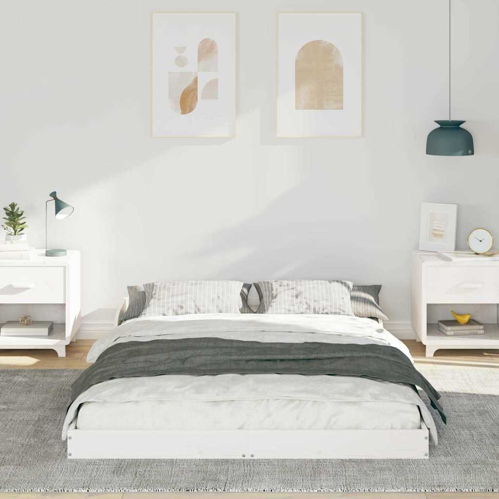 vidaXL Struttura del letto Bianco 135 x 190 cm Legno di pino massello