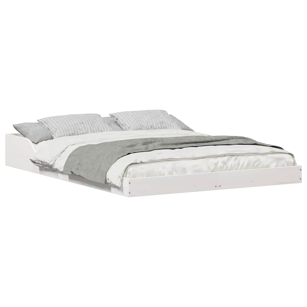 vidaXL Struttura del letto Bianco 135 x 190 cm Legno di pino massello