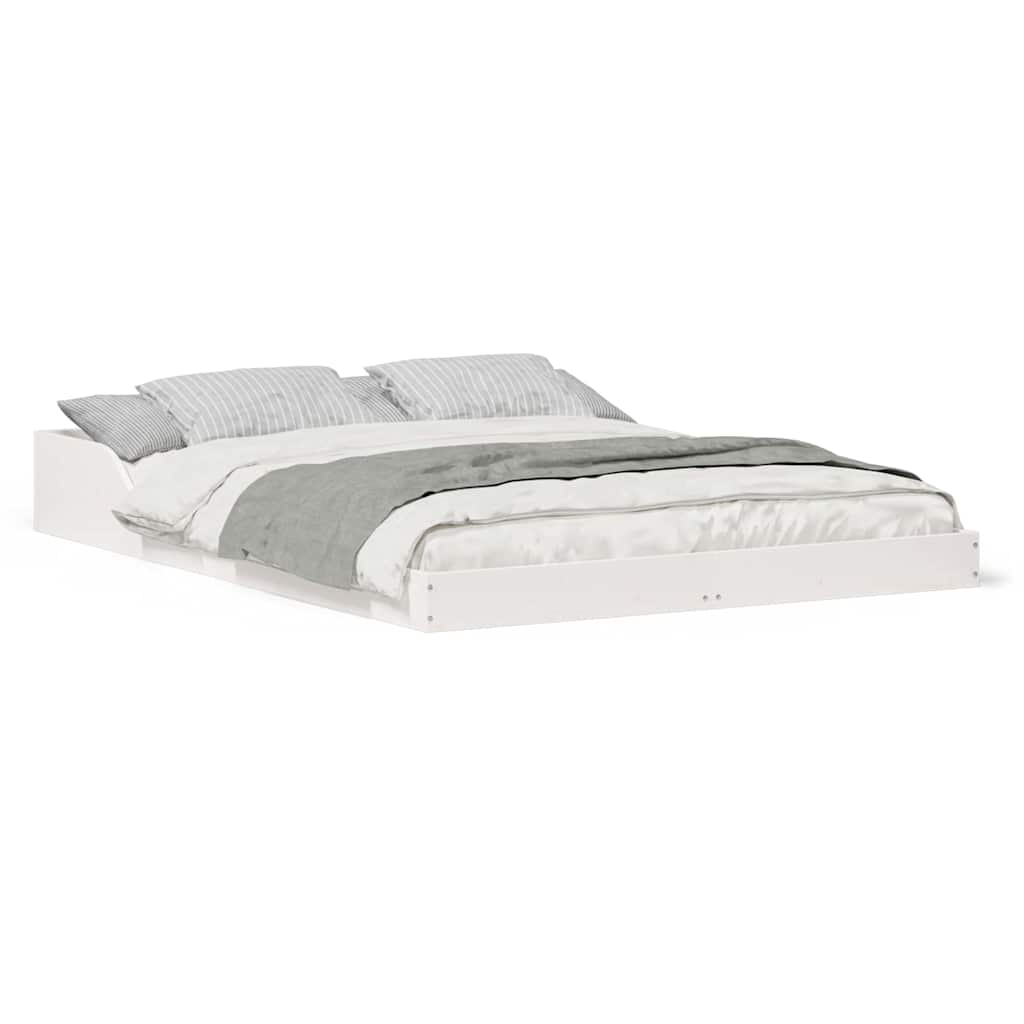 vidaXL Struttura del letto Bianco 135 x 190 cm Legno di pino massello