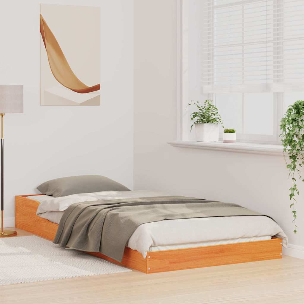 vidaXL Struttura del letto Cera marrone 90 x 200 cm