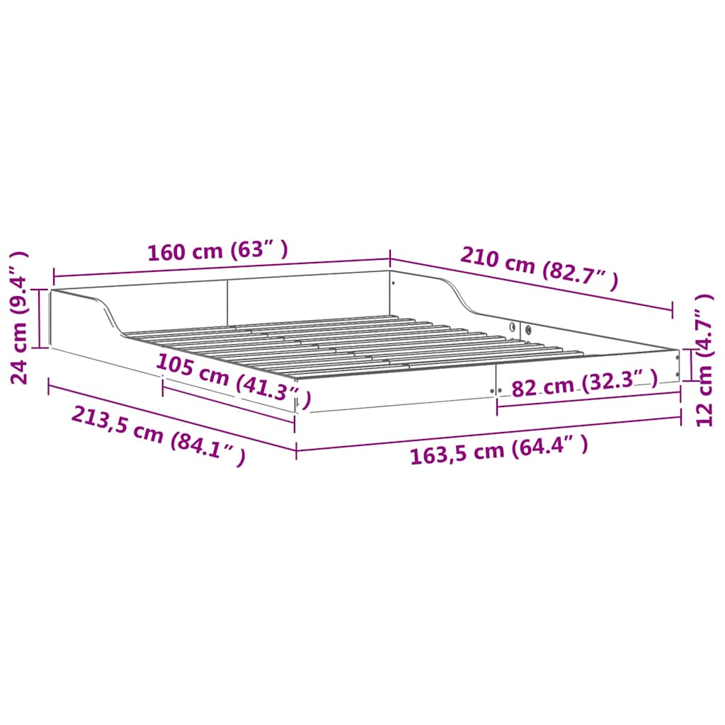 vidaXL Struttura del letto Cera marrone 160 x 210 cm