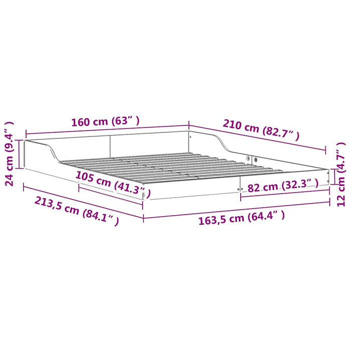 vidaXL Struttura del letto Cera marrone 160 x 210 cm