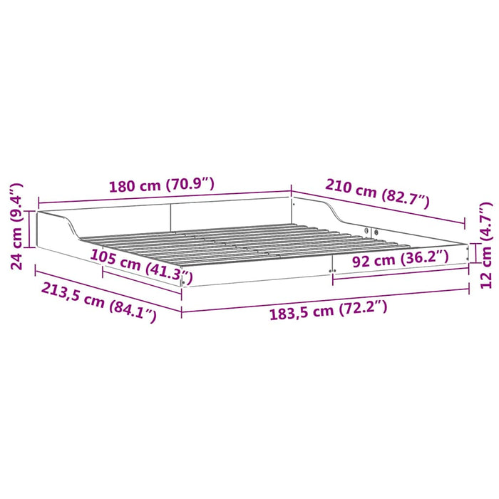 vidaXL Struttura del letto Cera marrone 180 x 210 cm