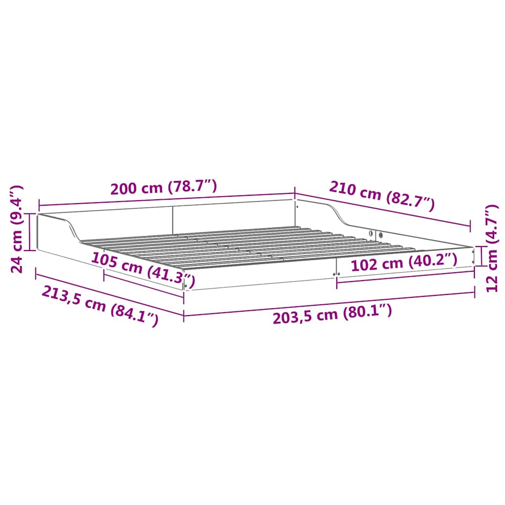 vidaXL Struttura del letto Cera marrone 200 x 210 cm