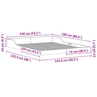 vidaXL Struttura del letto Cera marrone 140 x 220 cm
