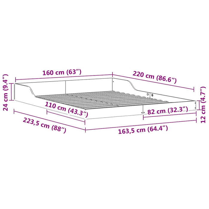 vidaXL Struttura del letto Cera marrone 160 x 220 cm