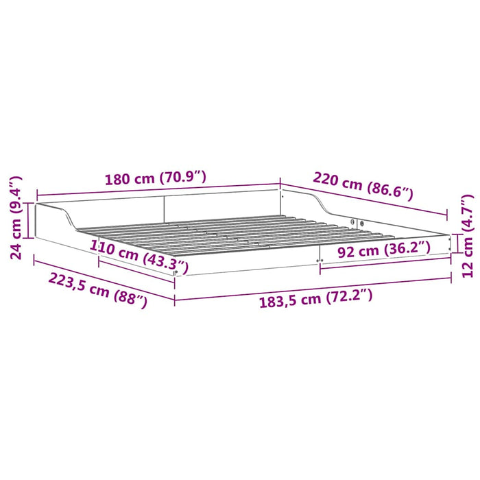 vidaXL Struttura del letto Cera marrone 180 x 220 cm