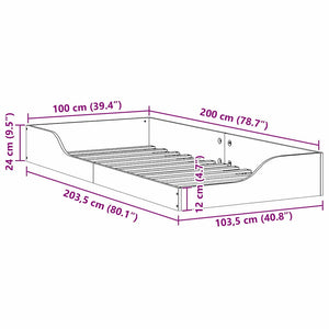 vidaXL Struttura letto a terra Marrone 100 x 200 cm