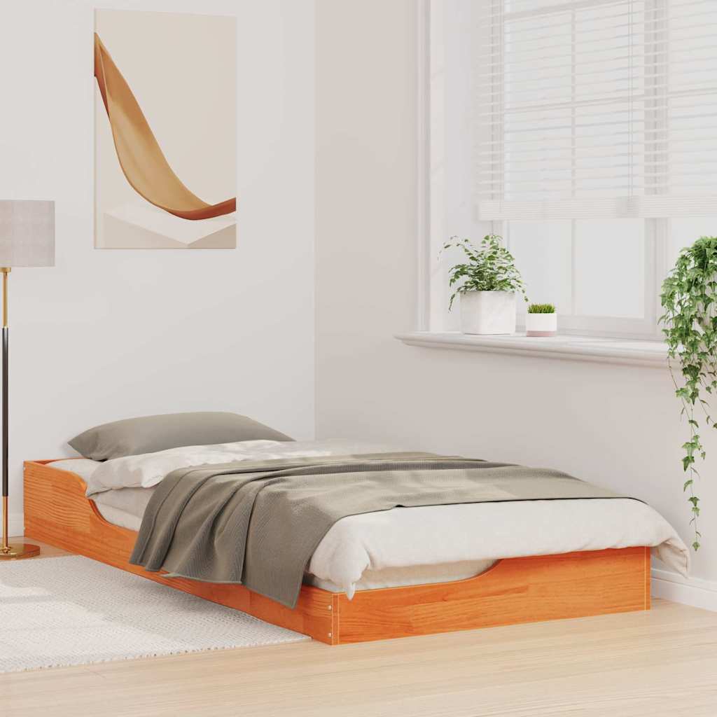 vidaXL Struttura letto a terra Cera marrone 90 x 200 cm