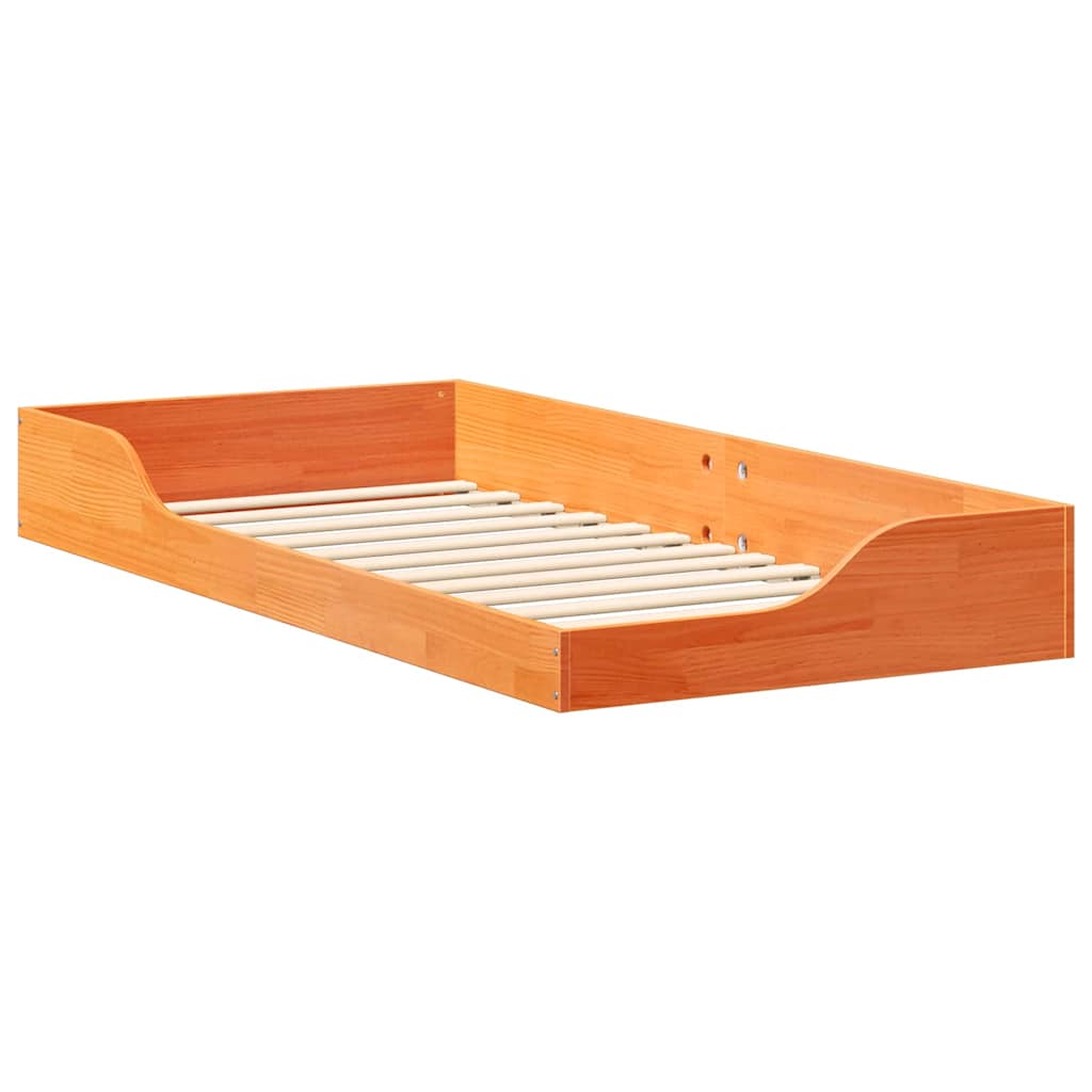vidaXL Struttura letto a terra Cera marrone 90 x 200 cm