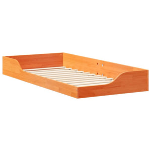 vidaXL Struttura letto a terra Cera marrone 90 x 200 cm