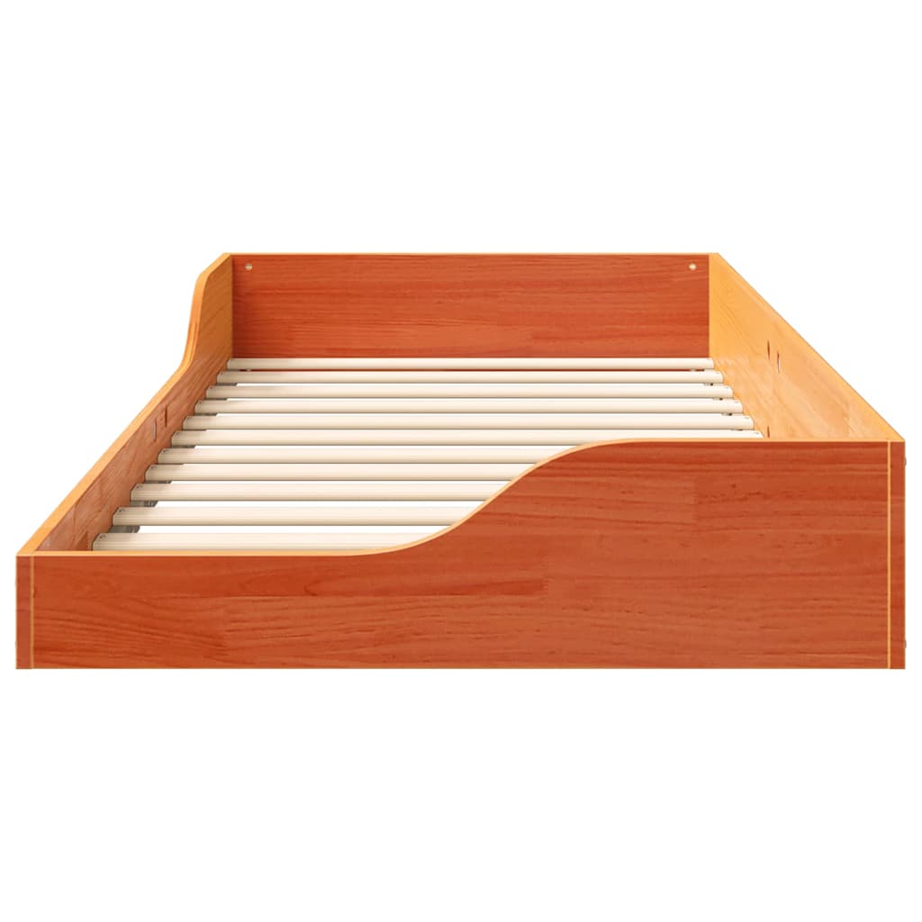 vidaXL Struttura letto a terra Cera marrone 90 x 200 cm