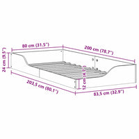 vidaXL Struttura letto a terra Marrone 80 x 200 cm
