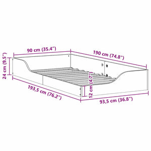 vidaXL Struttura letto a terra Bianco 90 x 190 cm