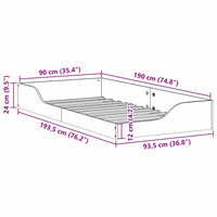 vidaXL Struttura letto a terra Cera marrone 90 x 190 cm