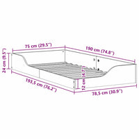 vidaXL Struttura letto a terra Bianco 75 x 190 cm