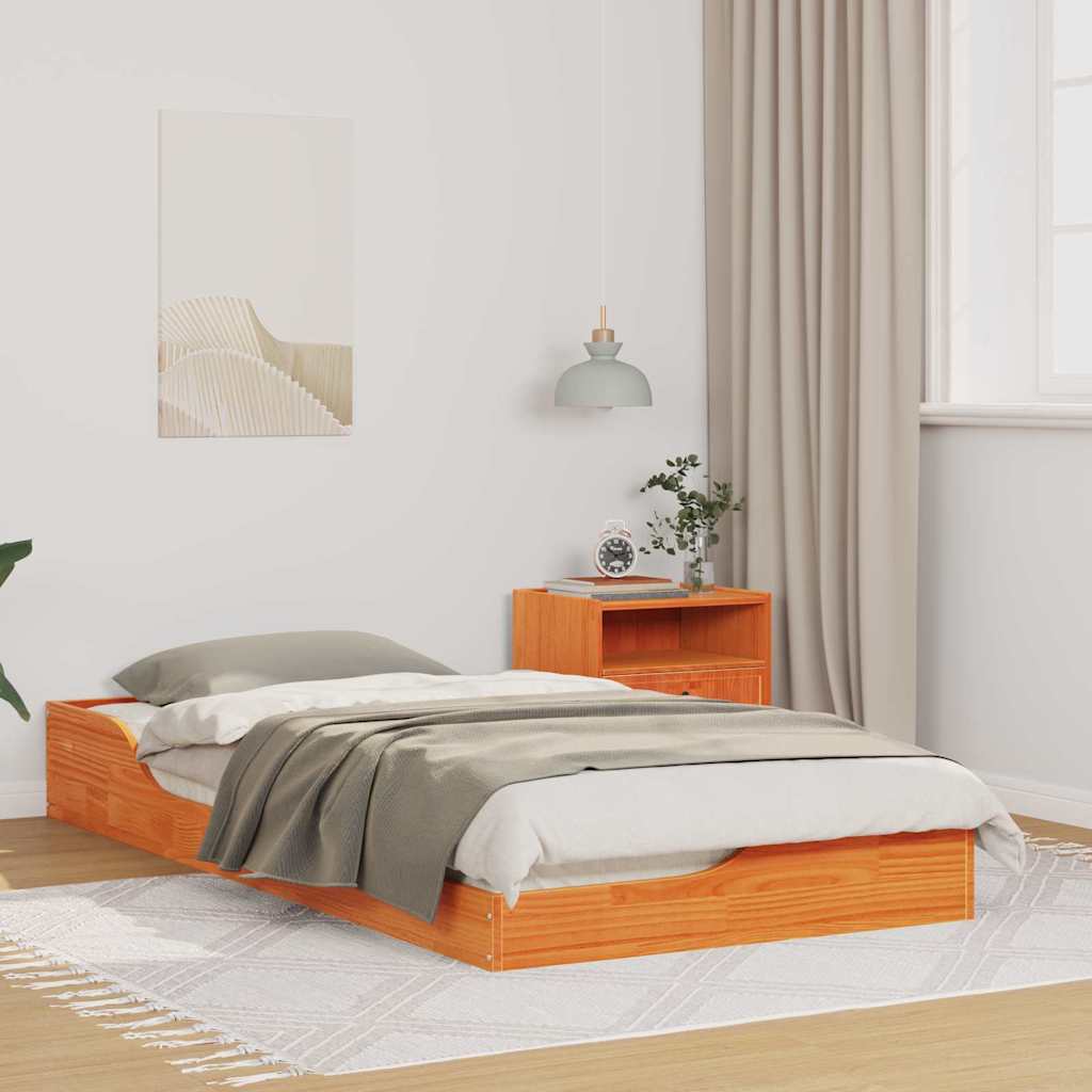 vidaXL Struttura letto a terra Cera marrone 75 x 190 cm