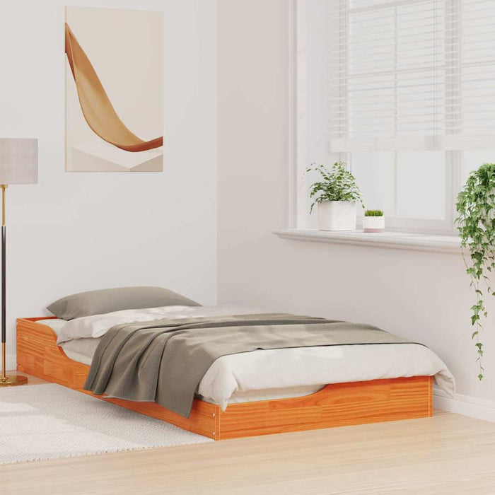 vidaXL Struttura letto a terra Cera marrone 75 x 190 cm