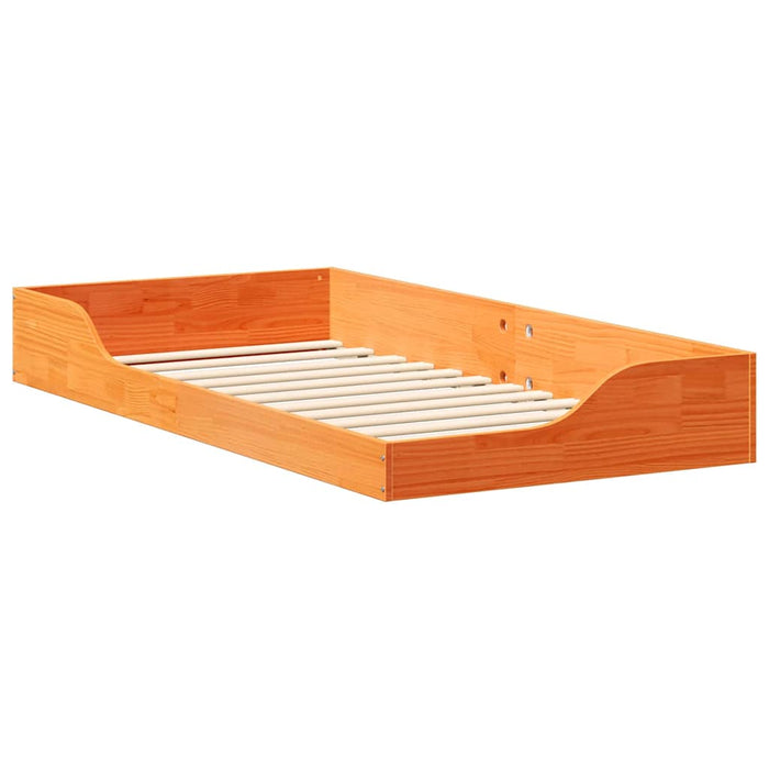 vidaXL Struttura letto a terra Cera marrone 75 x 190 cm