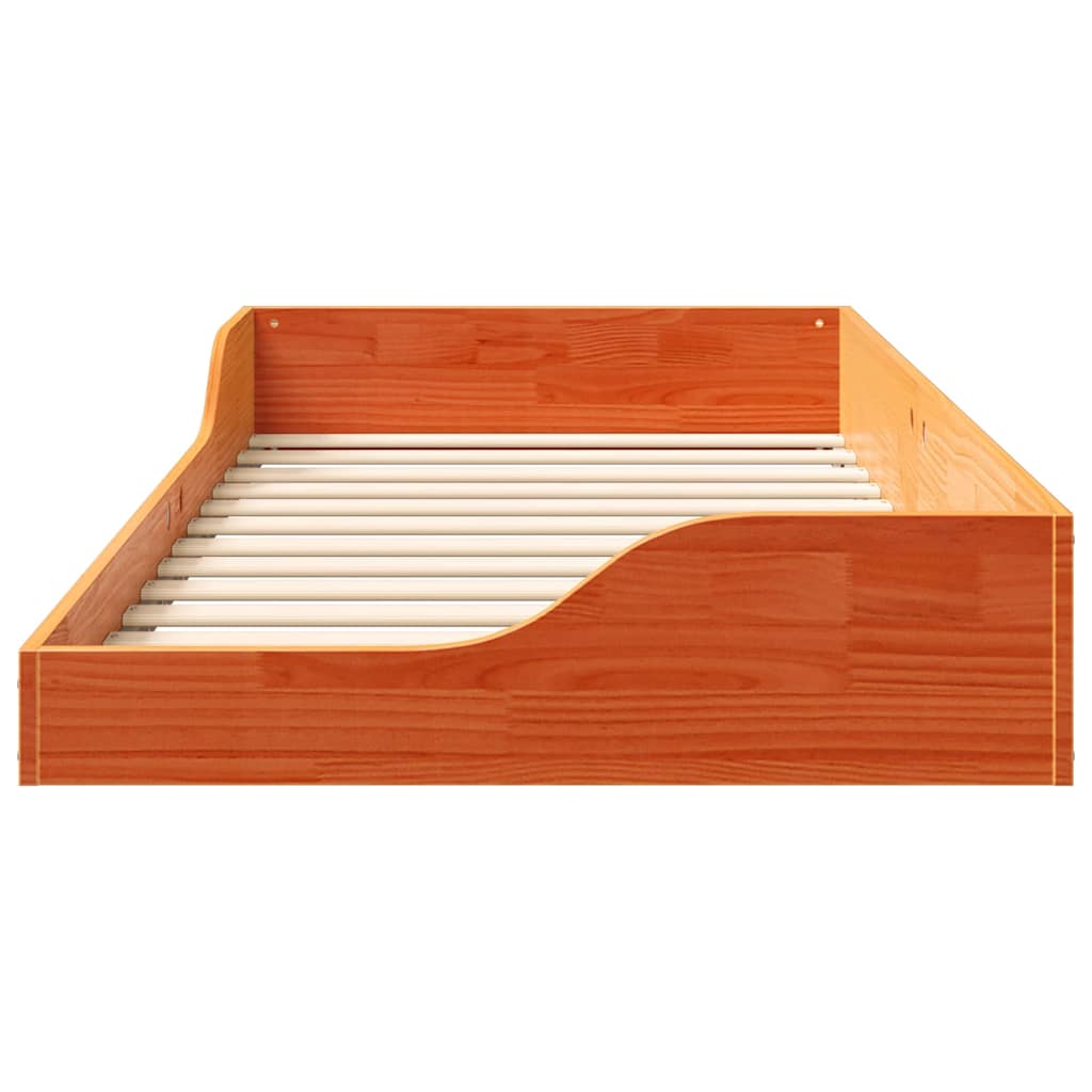vidaXL Struttura letto a terra Cera marrone 75 x 190 cm